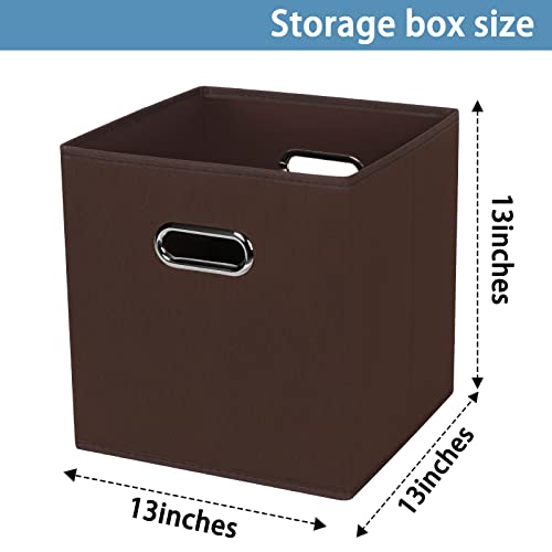 Black Fabric Cubby Storage Bins,13x13x13 Inches ,Cube Organizer Bin Foldable Storage Boxes with Dual Handles Fabric Organizer Box and collapsible Storage basket,Set of 3,Coffee - color: Coffee, size: 3 Pack