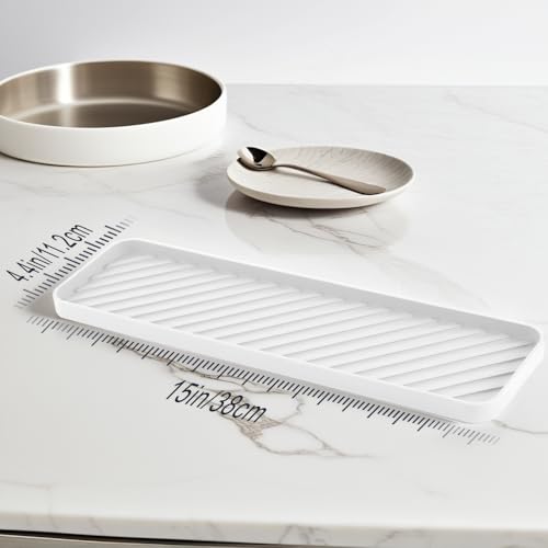 Silicone Organizer Tray for Kitchen Sinks and Bathrooms. Dishwasher-Safe, Non-Slip Countertop Tray, Bathroom Drawer Organizer Trays. Perfect for Makeup & Trinkets (White L 1PC) - color: White L 1pc