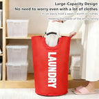 A large 90 liter laundry basket that can be folded for easy carrying. Suitable for bathrooms, laundry rooms, and travel (Red) - color: Red