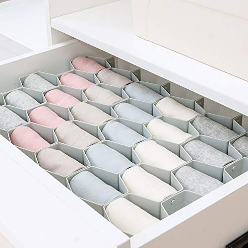 Poeland Drawer Divider Organizer Adjustable DIY Grid Honeycomb Drawer Divider for Underwear Belt Scarf Socks Gray - color: Grey