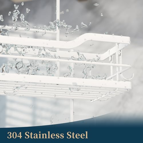 Consumest Over The Door Shower Caddy - 3 Tier Shower Organizer Hanging with Soap Holders, Large Capacity Shower Shelves with 6 Hooks, Bathroom Rack and Storage, White - color: White, size: 3 Tier