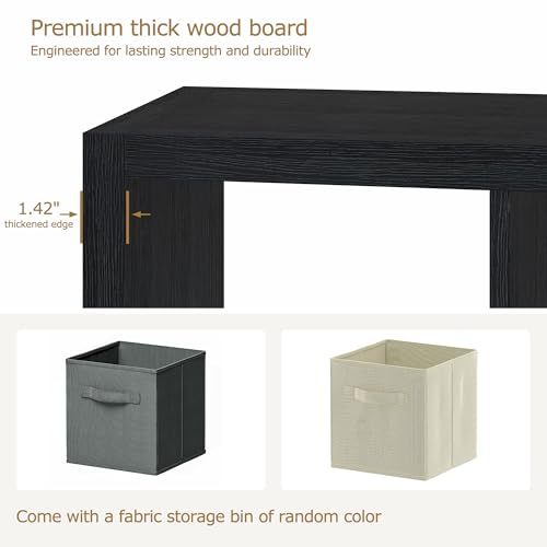 4 Cube Organizer, Cube Storage Organizer with Fabric Bin, Cube Storage Shelf for Bedroom, Living Room, Office, Modular Bookshelf Organizer for Books, Closet, Black - color: Black, size: 4 cube
