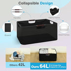 Large Laundry Basket with handle 2 Pack, Laundry Room Organization, 64L Freestanding Laundry Hamper for Family, Waterproof Foldable Basket and Collapsible Tall Clothes Hamper to Easy Installation
