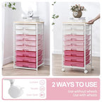 Rolling Cart with Drawers,Storage Cart with 8 Drawers and Wooden Tabletop,Utility Cart for Living Room,Classroom, Bedroom,Bathroom,Dorm,Office,Rose Pink - color: Rose Pink