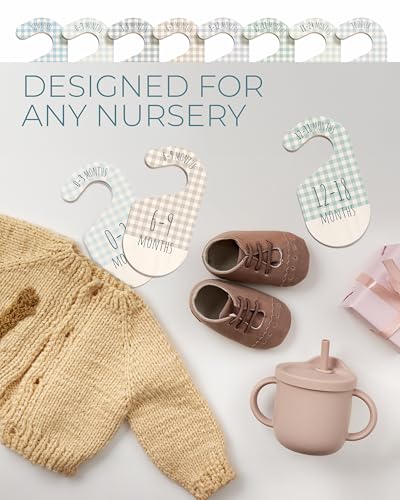 Baby Closet Dividers - Blue Baby Clothes Organizer for Nursery Decor, Storage & Organization - 8 Size Closet Dividers for Hanging Clothes, Gender Neutral Nursery Must Haves & Essentials - color: Blue Gingham