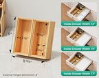 Small Bamboo Kitchen Drawer Organizer Boxes – 6" x 3" Stackable Wood Silverware Utensil Tray for Drawers Bins Cutlery & Flatware Storage – Wooden Organizers Set of 2 for Junk Drawer, Bathroom, Rv - size: 6" x 3" x 2"