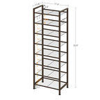 usikey 8 Tiers Narrow Shoe Rack 16-24 Pairs, Sturdy Metal Tall Shoe Rack with 4 Hooks, Slim Shoe Storage Organizer with Metal Shelf, Space Saving Vertical Shoe Shelf for Entryway BronzeUNYXJX016A - color: 8 Tier ( 17.9 X 11 X 55.5 Inches)-bronze