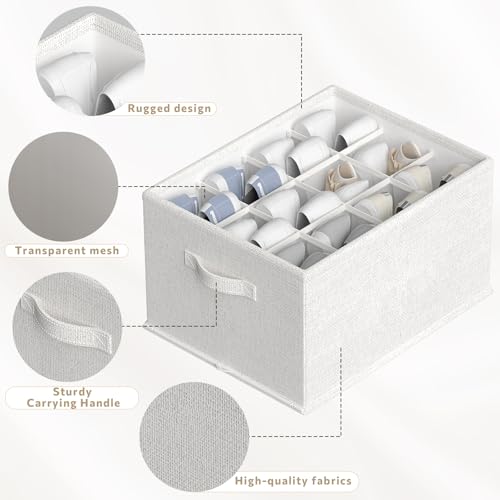 FHSQX 2 Pack Shoe Organizer for Closet,Foldable Shoe Organizer,Fits up to 24 Pairs,Storage Containers With Bottom Support for Shoes (Whtie, 16.5 * 12.6 * 9.5in) - color: Whtie, size: 16.5*12.6*9.5in