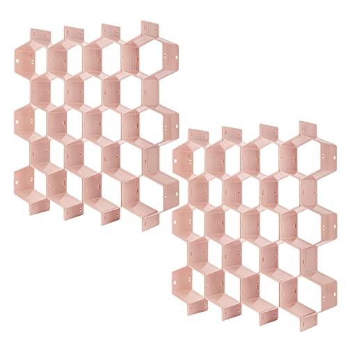 Poeland Drawer Divider Organizer Adjustable DIY Grid Honeycomb Drawer Divider for Underwear Belt Scarf Socks Pink 2 Pack - color: Pink(2pack)