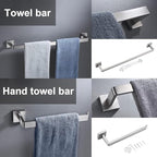 5 Pieces Brushed Nickel Bathroom Hardware Set Include 24inch Towel Bar,2pcsTowel Hooks,Toilet Paper Holder Square SUS304 Stainless Steel Bathroom Accessories Set Heavy Duty Wall Mounted - color: Round Brushed, size: 24" 5pcs