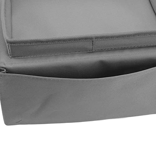 Sofa Tray Couch Arm Table Foldable Storage Holder with Large Tray and Side Pockets for Living Room Couch Organizer 600D Oxford Cloth (Gray) - color: Gray