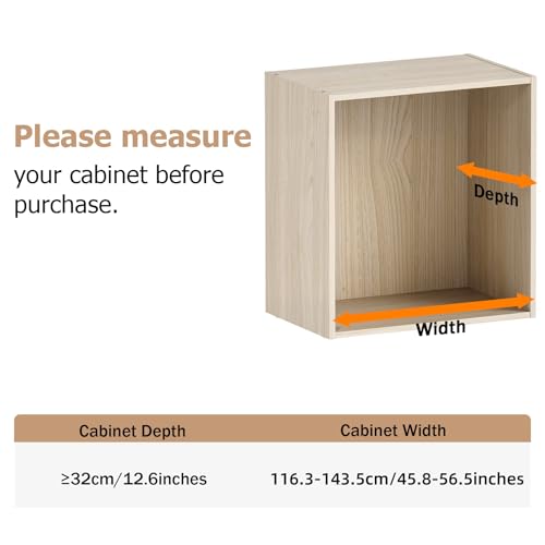 VanlonPro Expandable Closet Shelf Wall-Mounted Metal Storage Rack Adjustable Closet Rod DIY Divider Separator Space Saving for Cabinet Wardrobe Cupboard Kitchen Pantry Cupboard, 45.8-56.5 Inches - size: 116.3-143.5cm/45.8-56.5inches