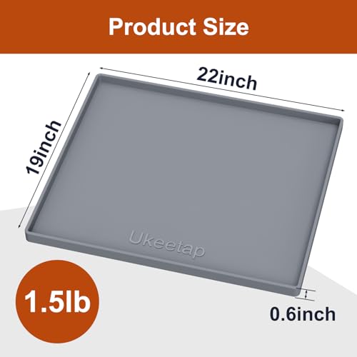 ukeetap Extra Thick Silicone Mat Waterproof with Raised Edge 22" x 19", Under Sink Mat for Kitchen & Bathroom, Kitchen Cabinet Liner, Multi-Purpose for Storage & Protection, Gray - color: Gray, size: 19"L x 22"W