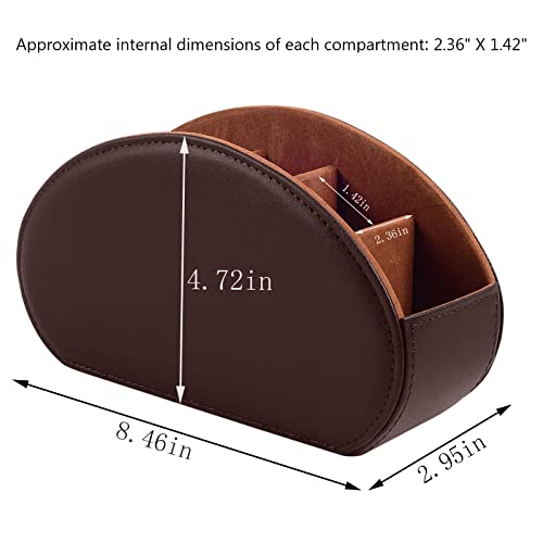 Tv Remote Holder Tray with 5 Compartment,PU Leather Remote Control Holder/Caddy,Placed Media Remote Storage Box/Glasses/Makeup Brush/Office Products/Desktop Organizers Nightstand Decoration (Brown) - color: Brown