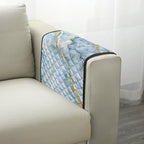 Blue Gold Marble Print Couch Arm Covers with 2 Side Storage Pockets, Anti-Slip Armrest Cover for Sofa, Chair, Loveseat, Recliner Arm Covers - color: Blue Gold Marble