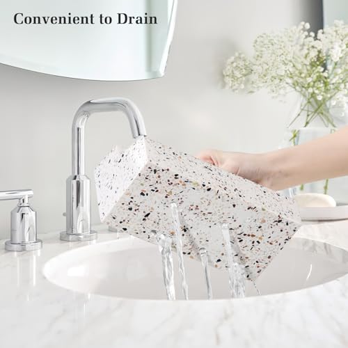 Luxspire Bathroom Counter Organizer, Toothbrush Holder for Bathroom 5 Slot, Large Bathroom Countertop Organizer Storage Bathroom Accessories for Toothbrush Toothpaste, Terrazzo - color: Terrazzo, size: 5 Slots