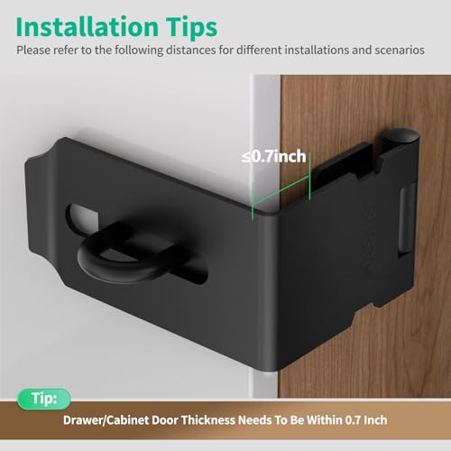 90 Degree Hasp Latch, Heavy Duty 304 Stainless Steel Padlock Hasp Lock for Right Angle File Cabinet, Desk Drawer, Tool Box, Mailbox, Bookcase (Black-2pcs) - color: Black-2pcs