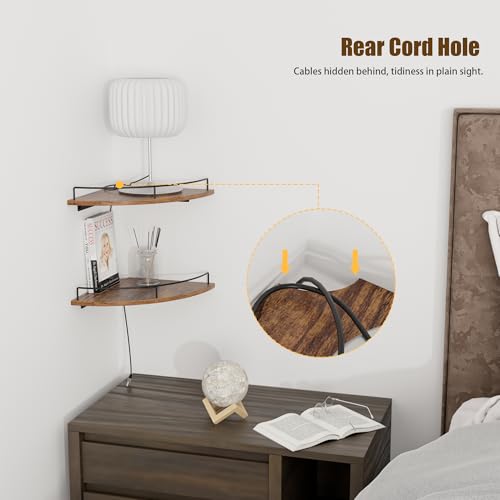 Corner Shelf Wall Mount, Floating Corner Shelves, Set of 4 Corner Wall Shelf Organizer,Rustic Wood Wall Storage Display Shelves forLiving Room Bedroom Bathroom Kitchen - color: Rustic Brown-4pack