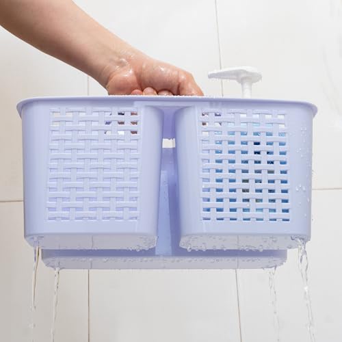 Tiawudi Portable Shower Caddy, Caddy Organizer with Handle, Plastic Shower Basket Hold Soap, Shampoo, Hair Supplies and Beauty Products, Cleaning Supplies Organizer for Home, Dorm, Shelf and Cabinet - color: Violet