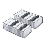 Wardrobe Clothes Organizer 7 Grids Portable Closet Organizer Mesh Separation Storage Box Foldable Closet Drawer Organizer for Underwear Socks Scarves Leggings (Grey, 2 Leggings Grid) - size: 2 Leggings Grid