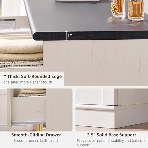ACCOHOHO Arched Dresser for Bedroom with 6 Drawers, 47.3" Wide Modern Chest of Drawers with Rounded Edge & Metal Handles, Wood Storage Closet Dressers TV Stand for Living Room, Hallway, White - color: White, size: 15.6"D x 47.3"W x 32"H (6 Drawers)