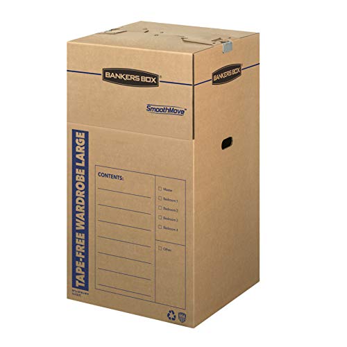 Bankers Box Tall Wardrobe Box 3 Pack, Tape-Free Design, 24" x 24"x 40"(7710501) - style: Tape-Free Large