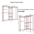 XIOFIO 6 Tiers Heavy Duty Garment Rack,Clothing Storage Organizer, Metal Clothing Rack,Clothing Rack with Hanging Rod,Adjustable Shelf and Fixed Baskets,60.7"L x 15.7"W x 70.5"H Max Load 720LBS,Bronze - color: Bronze