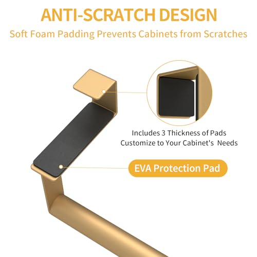 STWWO Over The Door Towel Rack, Kitchen Towel Holder Over Cabinet Door Towel Bar Stainless Steel for Cupboard for Kitchen Dish Towel Holder Hanger, 2 Pack (Gold) - color: Gold