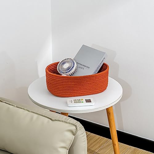 CubesLand Small Baskets, Storage Baskets for Organizing Shelves, 3 Packs Rectangular Woven Storage Baskets Natural Cotton Rope Storage Bins Closet Baby Nursery Baskets Empty Gifts Baskets Brick Red - color: Brick Red, size: 3pcs-Small Basket