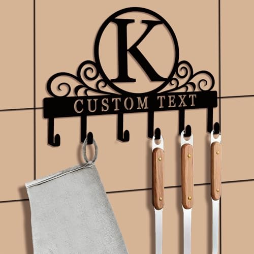 Personalized Initial Key Holder for Wall, Decorative Metal Key Holder Wall Mount, Key Hooks Coat Rack Monogram Decor, Perfect for Bathroom, Living Room, Kitchen, Anniversary Housewarming Gift - style: Custom