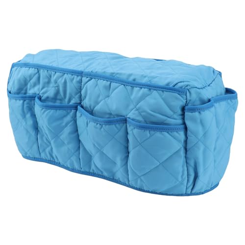 Arm Chair Armrest Covers with Pocket Sofa Covering Organizer, Couch Remote Control Holder for Living Room Couch, Side Bag Armrest Storage Caddy with Non Woven (Blue)