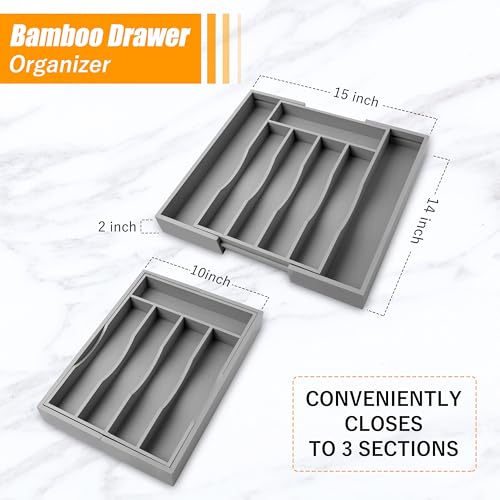 Kitchen Silverware Drawer Organizer and Storage Best Grandpa Grandfather Elder Men Father Day Grandparents Great Papaw Peepaw Grampy Pawpaw Granddad Happy Birthday Christmas Xmas Unique Cool Gifts - color: Gray, size: 7 Slots Expandable-2PC