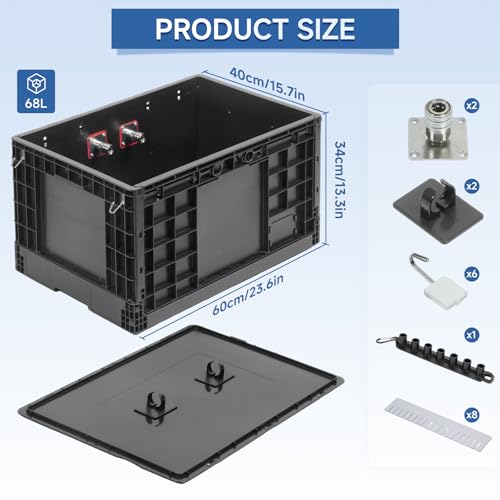 Wash and Garage Organizer Box, Foldable Plastic Crates for Foam Cannon with 1/4 Inch Quick Connector, Large Detail Car Care Box, Trunk Organizer for SUVS Sedans