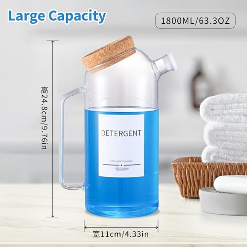 60oz Liquid Laundry Detergent Dispenser with Lables,Glass Laundry Detergent Dispenser,Laundry Detergent Container Laundry Liquid Dispenser - size: 60oz