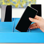 36-Grid Wooden Cell Phone Holder Desktop Organizer Storage Box for Classroom Office (Blue 36-Grid) - size: Blue 36-Grid