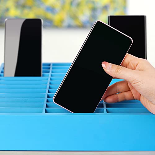 36-Grid Wooden Cell Phone Holder Desktop Organizer Storage Box for Classroom Office (Blue 36-Grid) - size: Blue 36-Grid