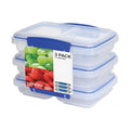Sistema 3-Piece Food Storage Containers with 2 Compartments and Lids for Meal Prep, Dishwasher Safe, 11.8oz, Clear/Blue - size: 11.8oz, style: Set of 3