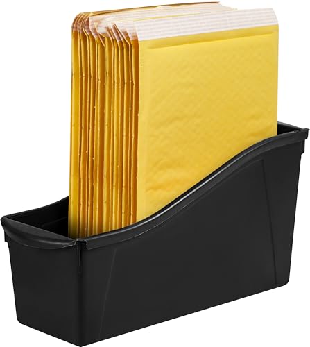 Storex Large Book Bin - Interlocking Plastic Organizer for Home, Office, and Work Space - Black, 6-Pack (70109E06C) - color: Black, size: 6-Pack
