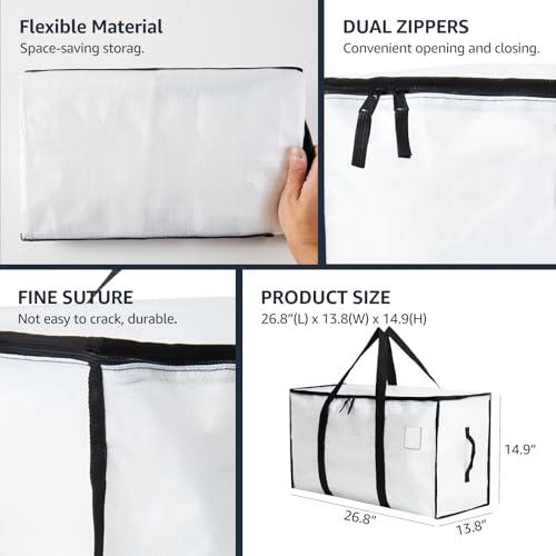 Moving Bags Heavy Duty Extra Large, Moving Boxes, Moving Supplies Essentials, Blue Storage Bins with Lids, Plastic Packing Totes, Storage Bags for Clothes with Handles & Zippers(White, 12 Pack) - color: White, size: 12 Pack