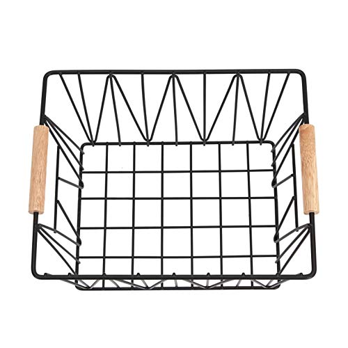 Amazon Basics Stackable Rectangular Wire Storage Baskets for Closet Organization, Set of 3, Multipurpose Home Organizer, Black