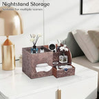 Square Tissue Box Cover with Drawer Storage and Tray on Top, PU Leather Tissues Cube Boxes Holder, Modern Nightstand Organizer Caddy, Remote Control Holder for Bathroom, Bedside, Office, Home - color: Archaize
