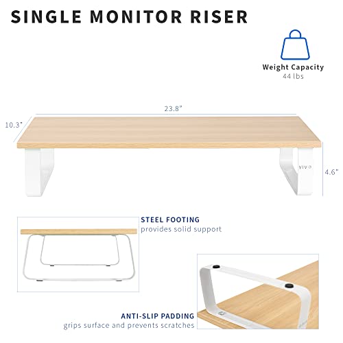 VIVO 24 inch Monitor Stand, Wood and Steel Desktop Riser, Screen, Keyboard, Laptop, Small TV, Ergonomic Desk and Tabletop Organizer, Light Wood, STAND-V000WM - color: Light Wood