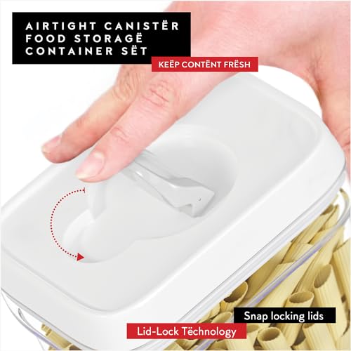 DWËLLZA KITCHEN Airtight Food Storage Containers for Pantry With White Lids 1L - 6 Pack - Clear Plastic Air Tight Kitchen Containers Pantry Organization and Storage BPA-Free Keeps Food Fresh & Dry - color: 01 - 1 Liter (Set of 6)