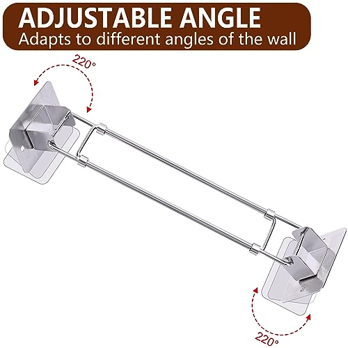 Tlswshsy 2 pack RV Shower Corner Storage Bar - RV Bathroom Organization with S-Hooks - Adjustable Stainless Steel Rod for Corner Shelves in Camper,RV,Travel Trailer (2)
