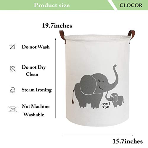 CLOCOR Collapsible Round Storage Bin/Large Storage Basket/Clothes Laundry Hamper/Toy Storage Bin (Love Elephant) - color: Love Elephant