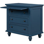 Modern Storage Wood Cabinet with 3-Drawer, Sofa Table Console Table End Table with Pull Out Tray, Accent Table Furniture for Entryway Living Room Bedroom, Fully Assembly Bedside Table (Blue) - color: Blue