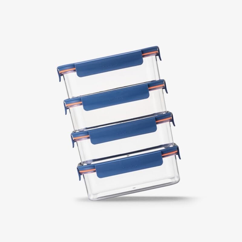LocknLock LBF452RS4N Modular Plus Food Storage Container,8 set (4 containers & 4 Lids)- Navy - color: Navy, size: 8 set (4 containers & 4 Lids)