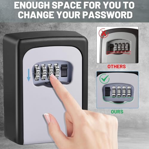 Key Lock Box for Outside - Sturdy and Durable Lock Box for House,5 Key Capacity Lockbox for Keys Outdoor,Waterproof Emergency Spare Lockbox with Resettable Code for Home,Garage,Airbnb(2 Pack, Grey) - color: Gray