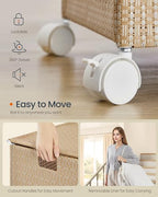 SONGMICS HOME Laundry Hamper with 3 Section, Large 140 L Rolling Laundry Basket with Wheels, Rattan Clothes Basket with Lid, Removable Liner with Handles, Natural Beige and Matte White ULCB602N01 - color: Natural Beige + Matte White, size: 140 L