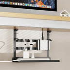 YECAYE Under Desk Cable Management Tray, No Drill Clamp Mount Metal Cable Management Tray with Desk Protection Pads, Under Desk Organizer Easy Installation with Hook & Loop Straps for Home Office